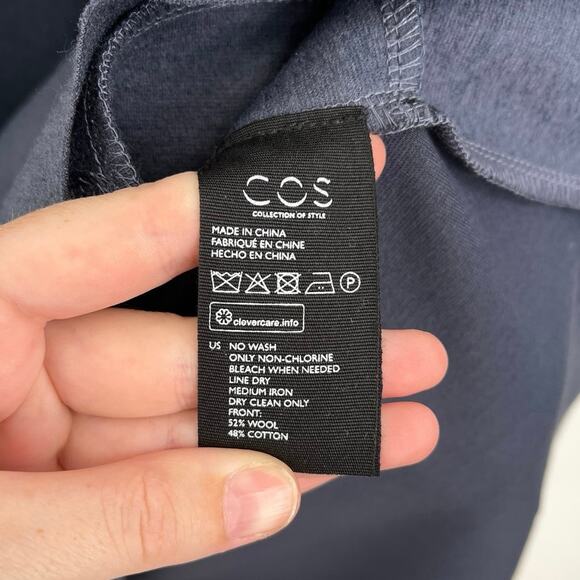 NWT COS Wool-Blend Mixed Media A-Line Minimalist Jumper Shift Dress Pocket Large - Picture 11 of 13